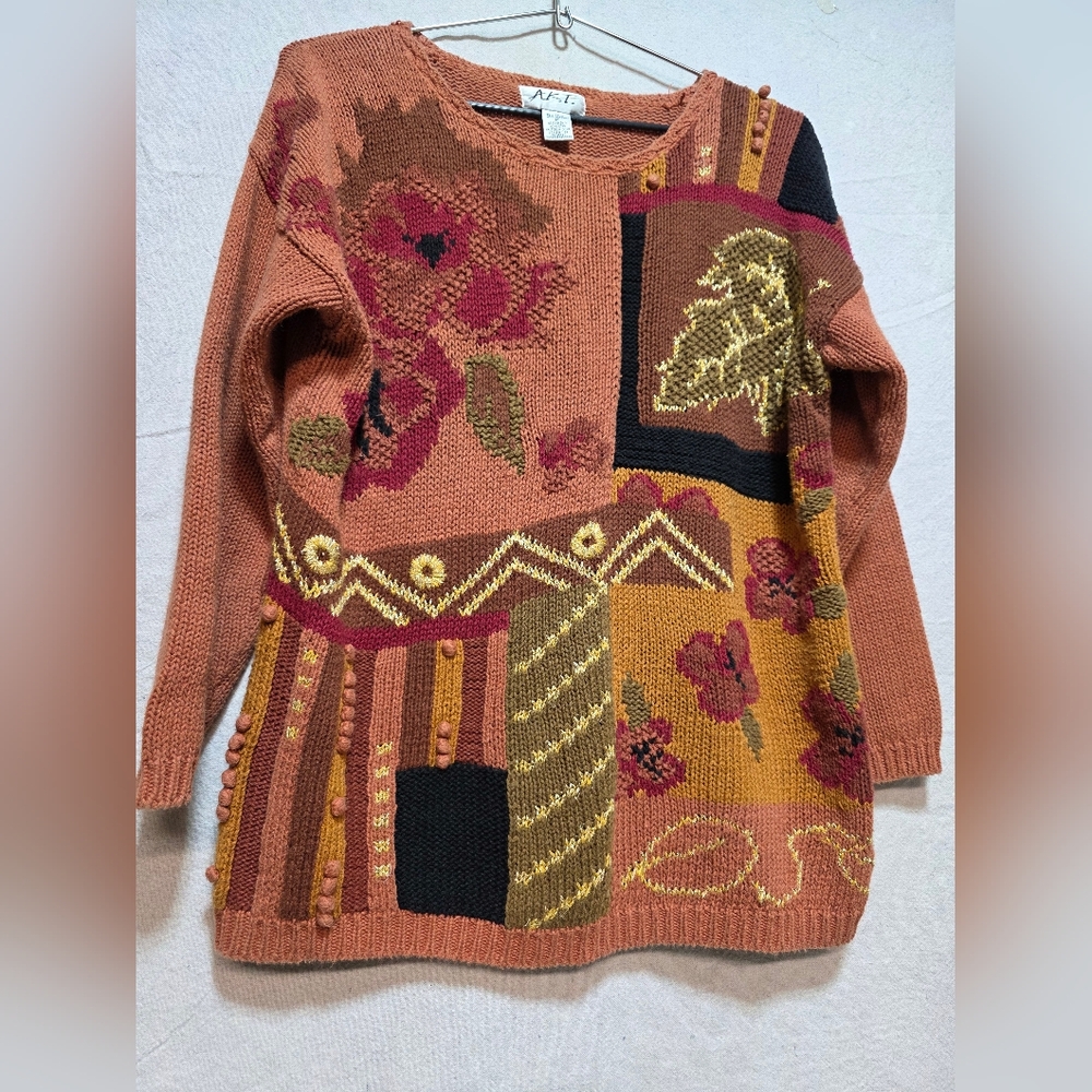 Colorful Fall Vintage Patchwork Women's Sweater